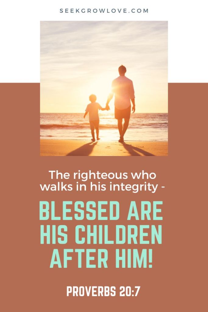 The righteous who walks in his integrity - blessed are his children after him. Proverbs 20:7