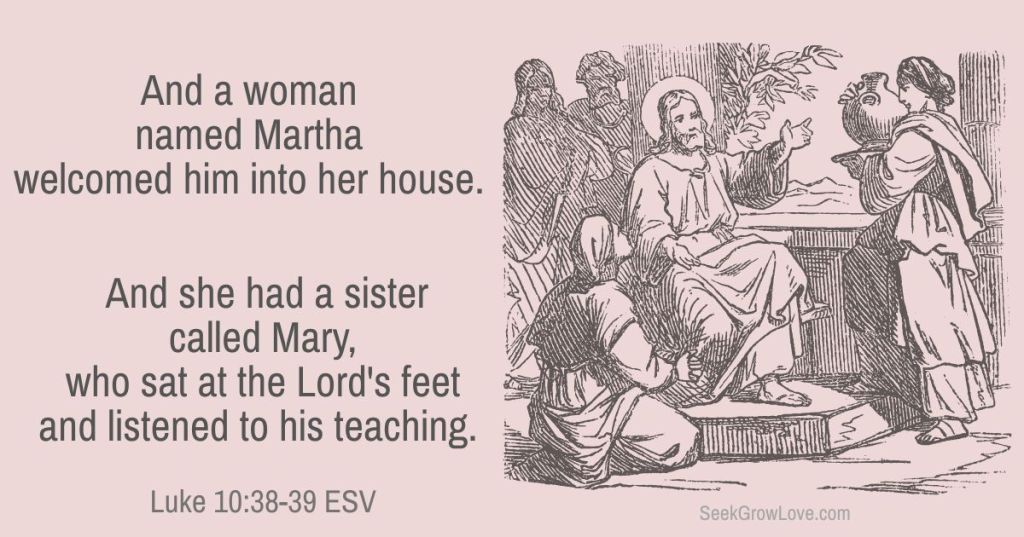 Mary listened to the Lord's teaching at his feet